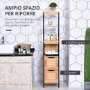 Mobile a Colonna per Bagno 30x30x144,3 cm in Legno MDF e Bambù -4