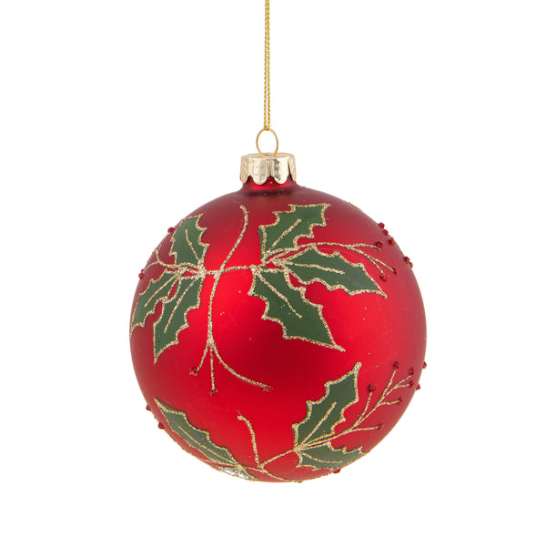 acquista Set 4 Palline Decorative per Albero di Natale Ss Agrifoglio Ø10 cm Rosso/Verde