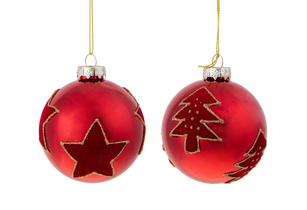 acquista Set 6 Palline Decorative per Albero di Natale con disegno Ø8 cm