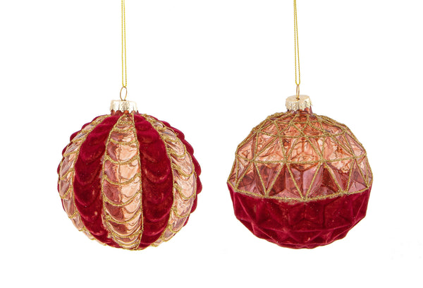 online Set 4 Palline Decorative per Albero di Natale Velvet Ø10 cm Burg/Oro