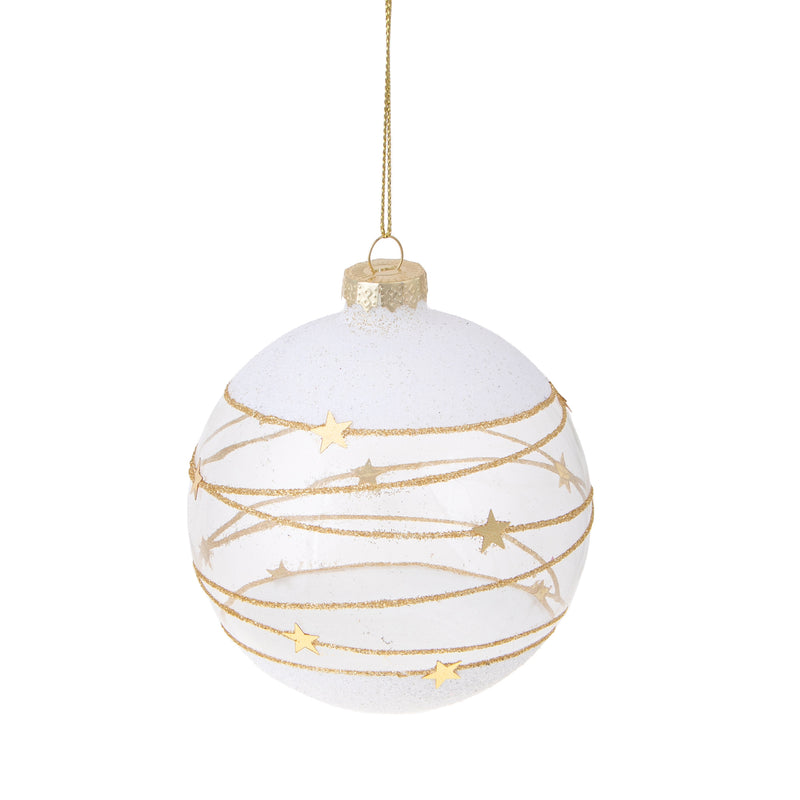 Set 8 Palline Decorative per Albero di Natale con Stelline Ø10 cm Clear/Oro-1