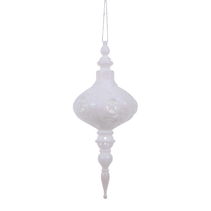 Set 12 Palline Decorative per Albero di Natale con Punta H19,8 cm Bianco-1