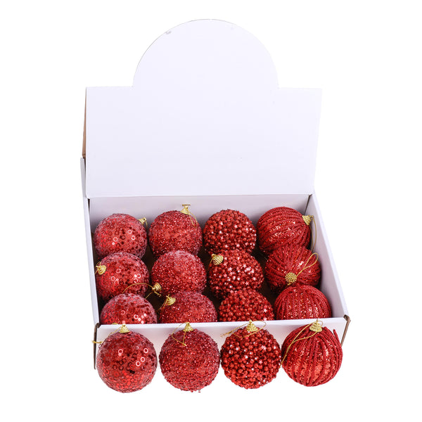 prezzo Palline Decorative per Albero di Natale Assortite, 16 Pezzi Ø8 cm Rosso