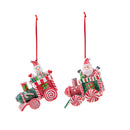 Set di 12 Babbo Natale Su Treno 8 cm Rosso/Verde-1