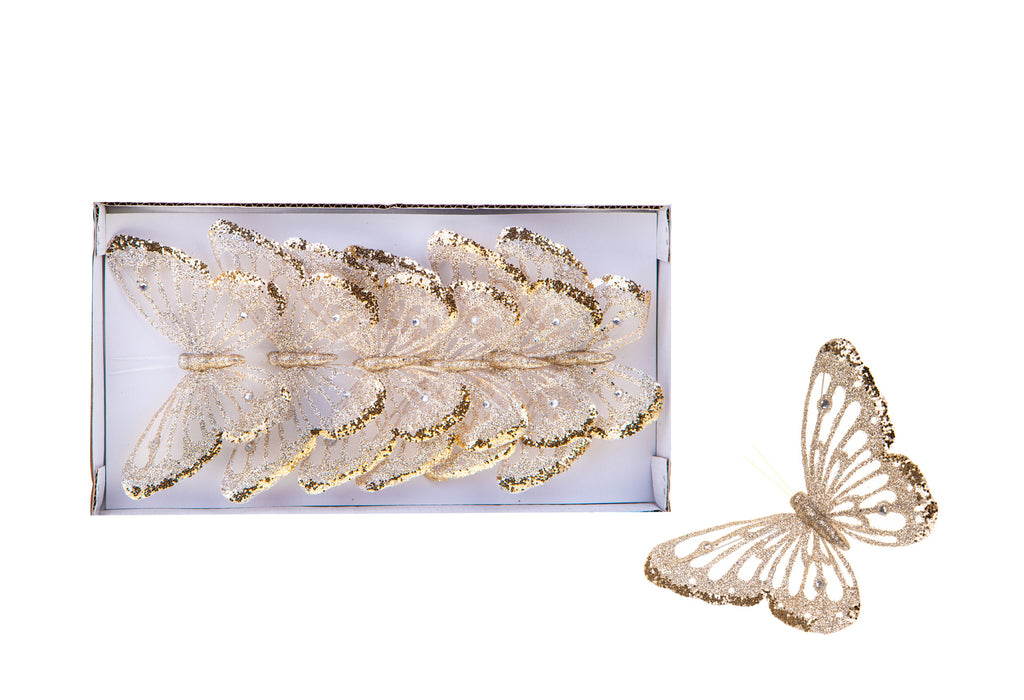 Farfalle con Glitter e Clip 24 Pezzi Ø15 cm Champagne – acquista su  Giordano Shop