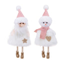 Set di 12 Babbo Natale+Pupazzo Neve H17 cm Bianco/Rosa-1