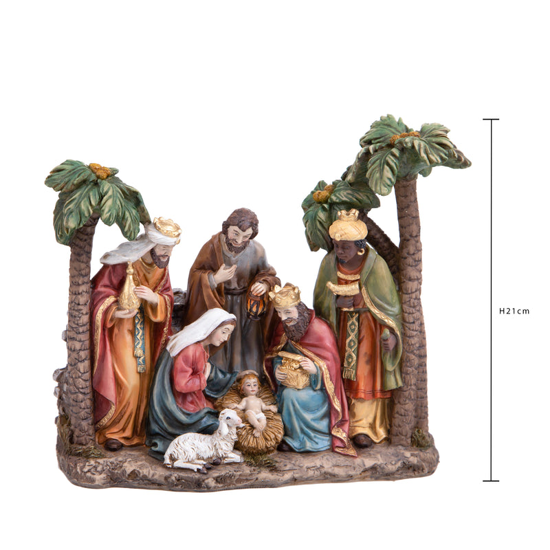 Natività con Palme H21 cm in Resina-2