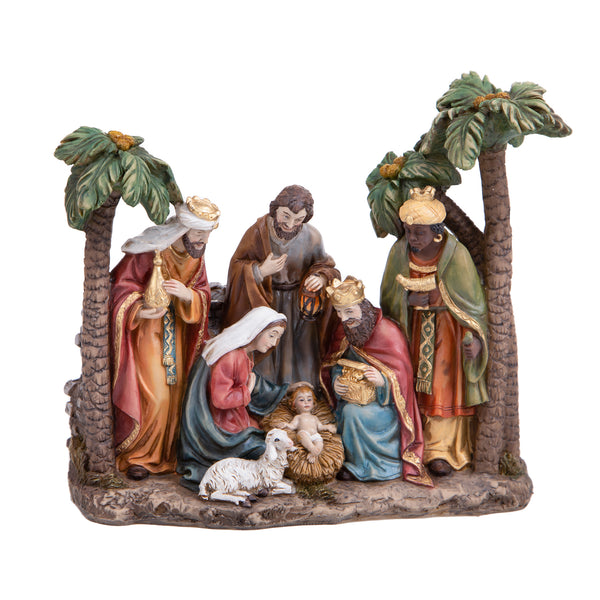 online Natività con Palme H21 cm in Resina