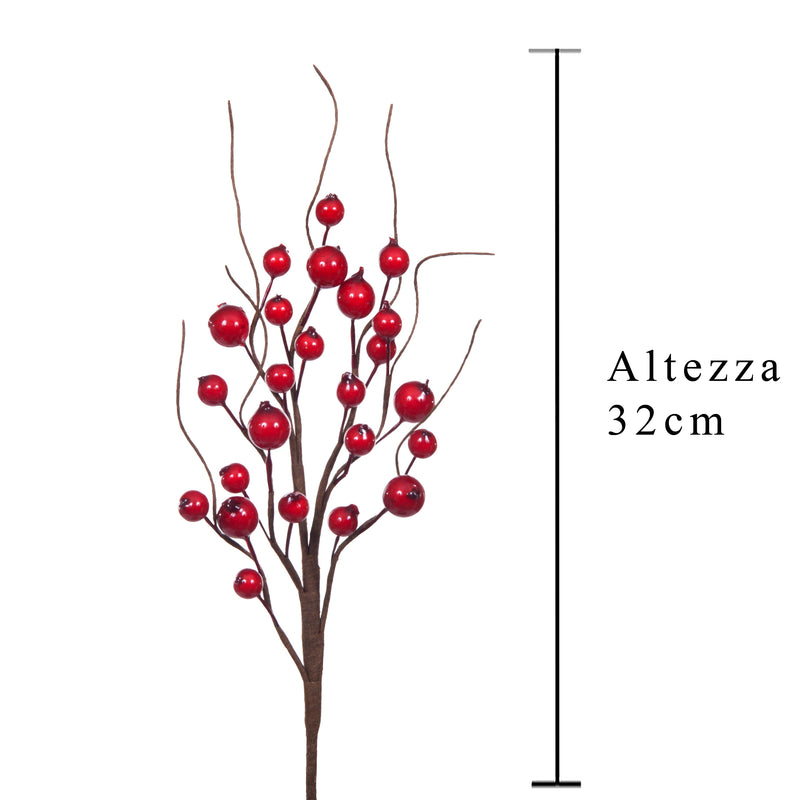 Set 12 Pick Bacche Ilex 32 cm Rosso-2