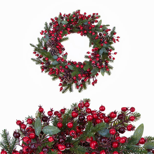 online Corona Natale con Bacche Rosse Ø50 cm Rosso