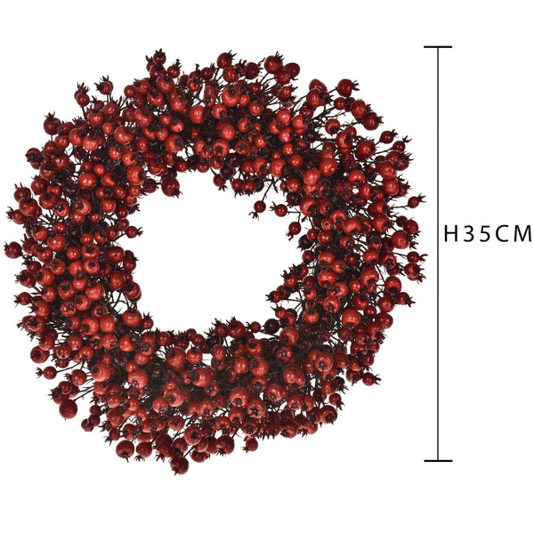 sconto Corona di Natale con Bacche Rosse Ø35 cm Rosso