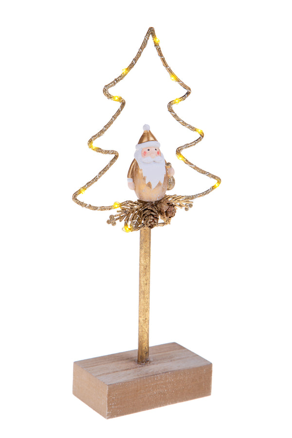 Set 2 Alberi di Natale con Led 26 cm in Metallo e Legno Oro online