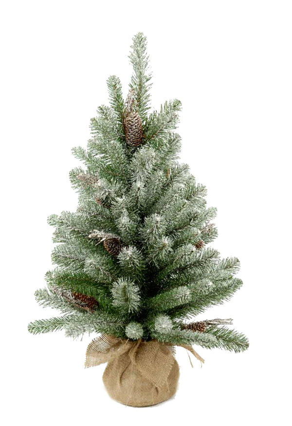 online Set 2 Mini Albero di Natale Artificiale H45 cm Abete innevati con Pigne 43 Tips Verde