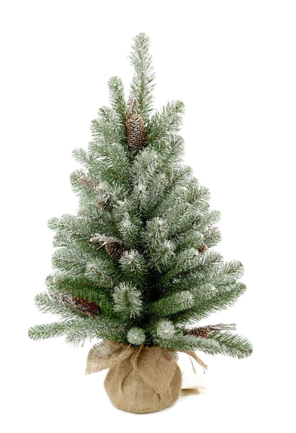 sconto Mini Albero di Natale Artificiale H65 cm Abete innevato con Pigne 65 Tips Verde