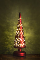 Set 2 Alberi Mini Stelle e Led H30 cm Rosso-1