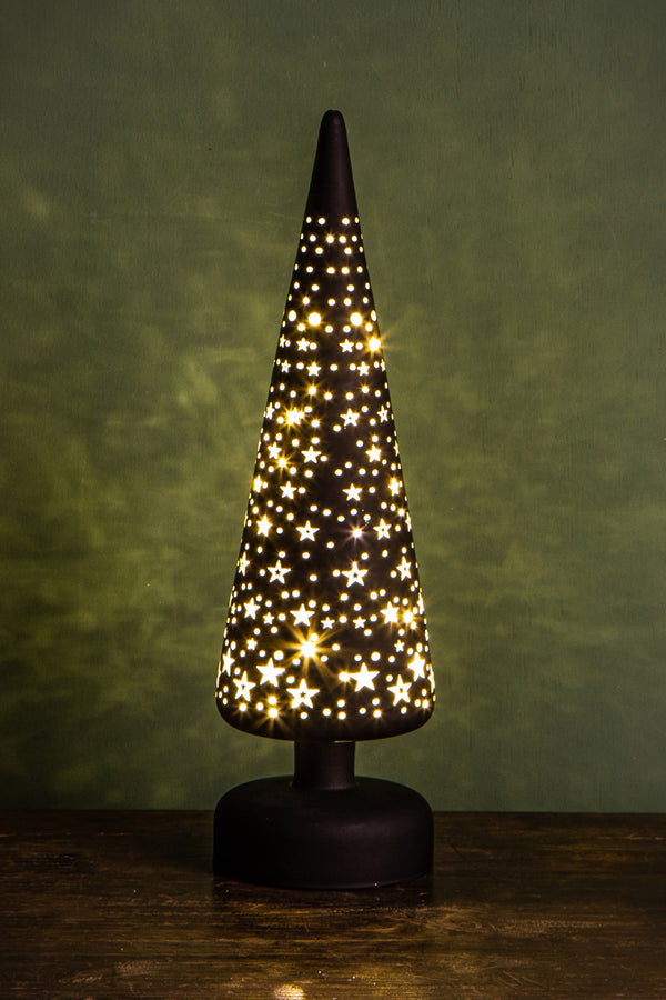 prezzo Set 2 Alberi Mini Stelle e Led H30 cm Nero