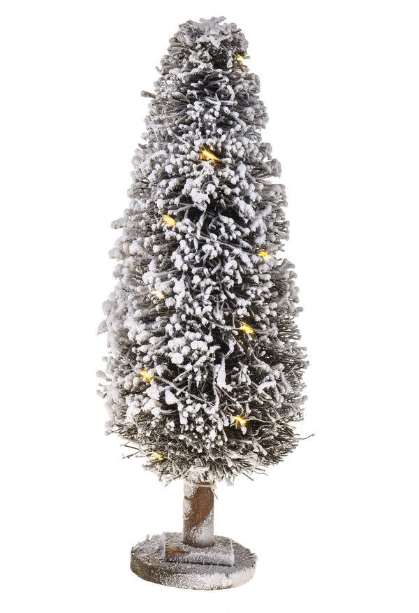 Albero innevato Slim con 24 Led H60 cm Marrone sconto