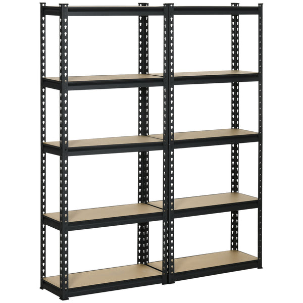 acquista Set 2 Scaffalatura 5 Ripiani in MDF 70x30x167,5 cm Struttura in Acciaio Nero