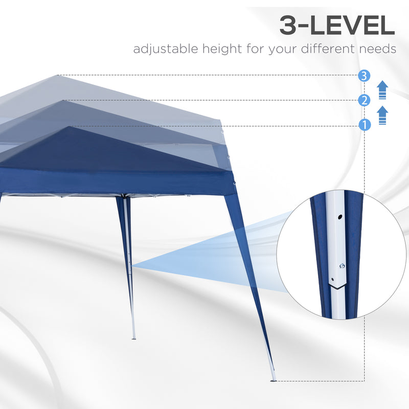 Gazebo Pieghevole da Giardino  con Struttura  Antivento 2,4x2,4m in Acciaio e Corde Blu-6