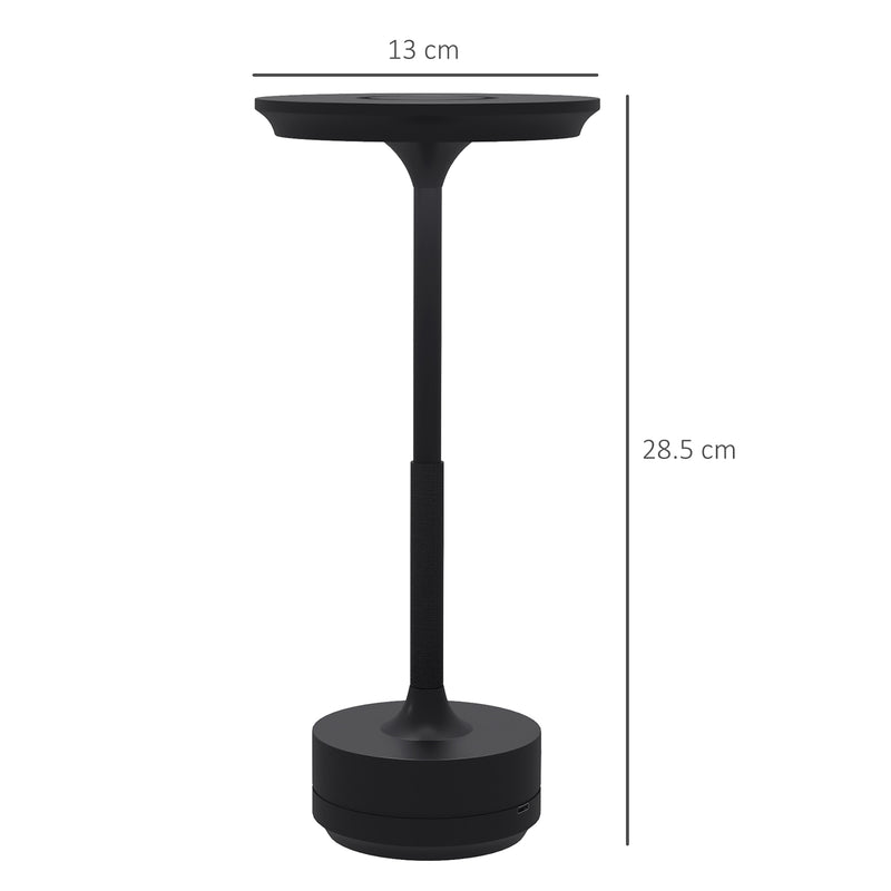 Lampada da Tavolo a LED Senza Filo Touch Ø13x28,5 cm Batteria Ricaricabile Nero-3