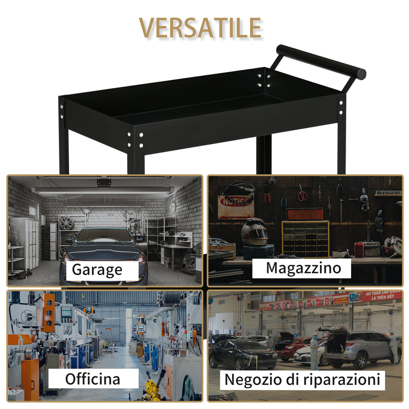 Carrello Porta Attrezzi Utensili da Lavoro 84,5x38x84 cm in Acciaio Nero-6