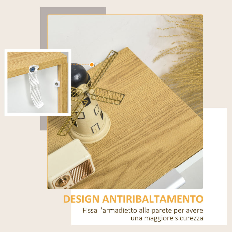 Mobile Multiuso 4 Cassetti 1 Anta 105x35x92 cm in Truciolato Bianco e Legno  Naturale – acquista su Giordano Shop