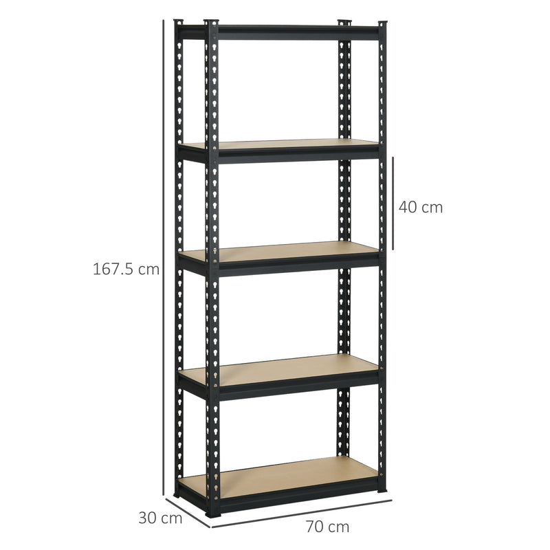 Set 2 Scaffalatura 5 Ripiani in MDF 70x30x167,5 cm Struttura in Acciaio Nero-3