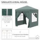 Gazebo Pieghevole 2x2m in Metallo e Poliestere Verde-6